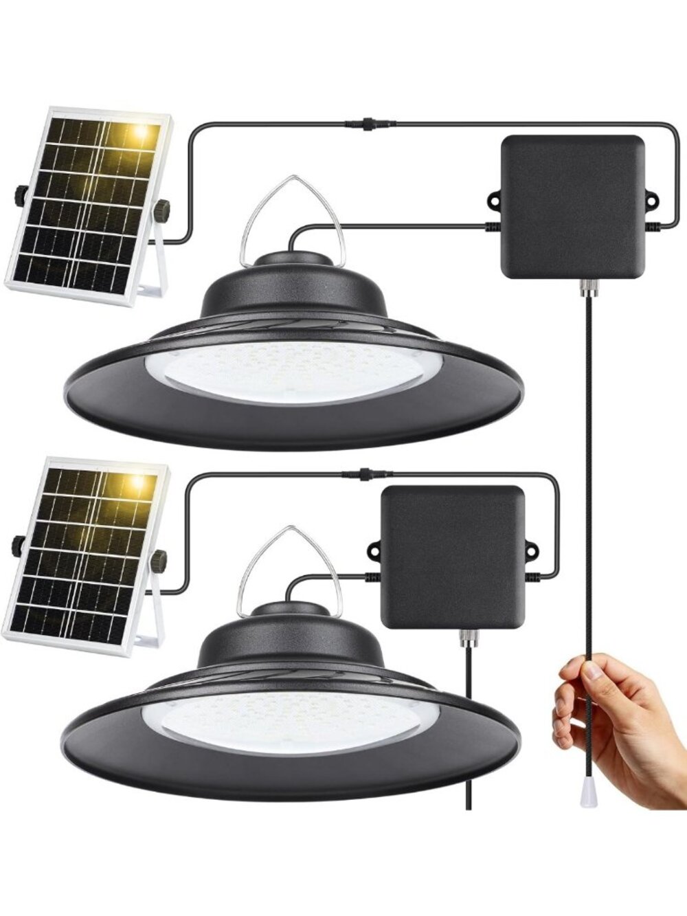 Solar Powered Shed Light Indoor Outdoor, 2000LM Daytime Available Pendant Light